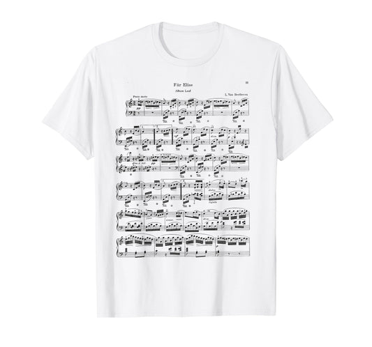 Fur Elise Beethoven Piano Sheet Music Vintage T-Shirt