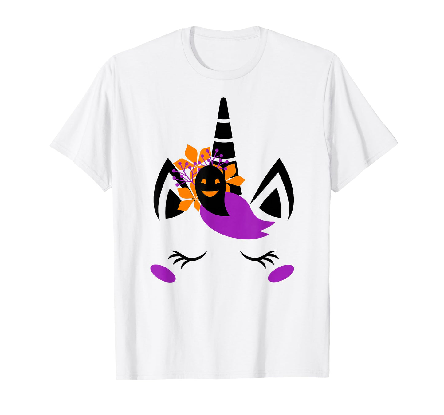 Unicorn Face Eyelashes Cute Ghost Scary Halloween Costume T-Shirt