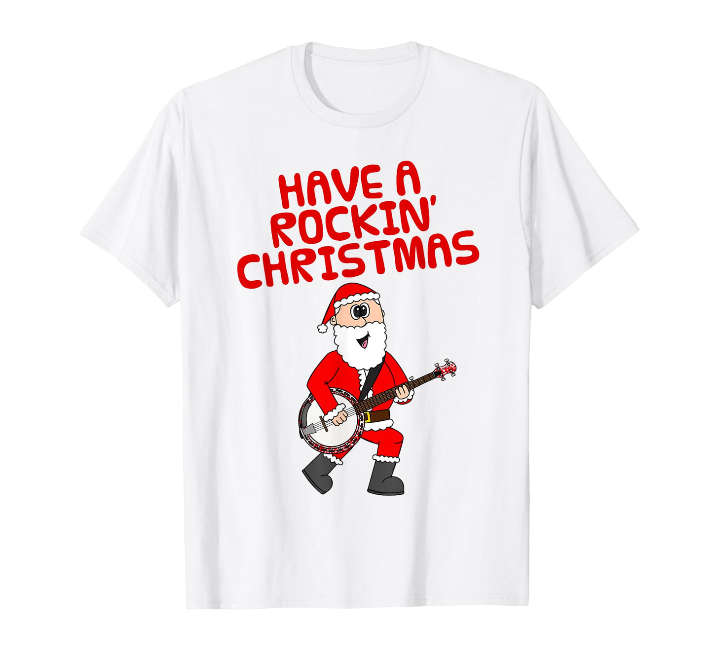 Christmas Banjoist, Santa Playing Banjo Music Teacher T-Shirt