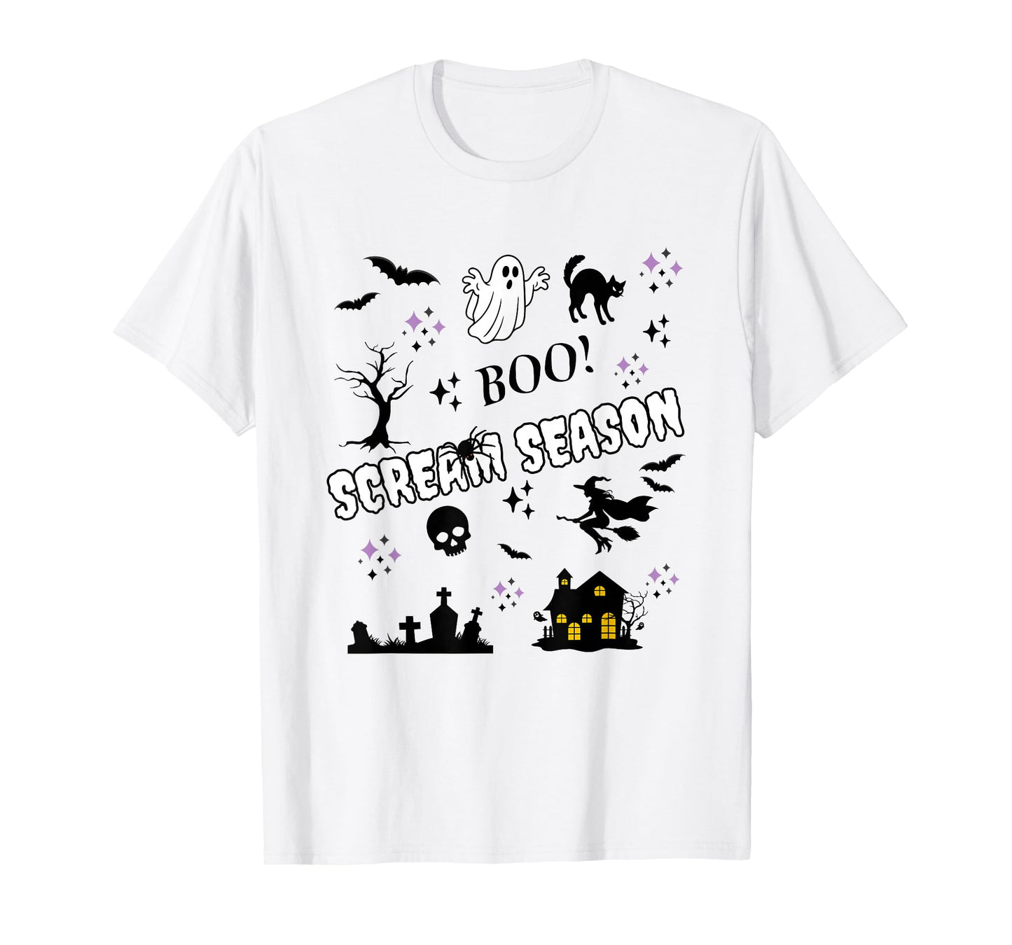 Scream Season Funny Halloween Ghost Spider Bats Witch T-Shirt