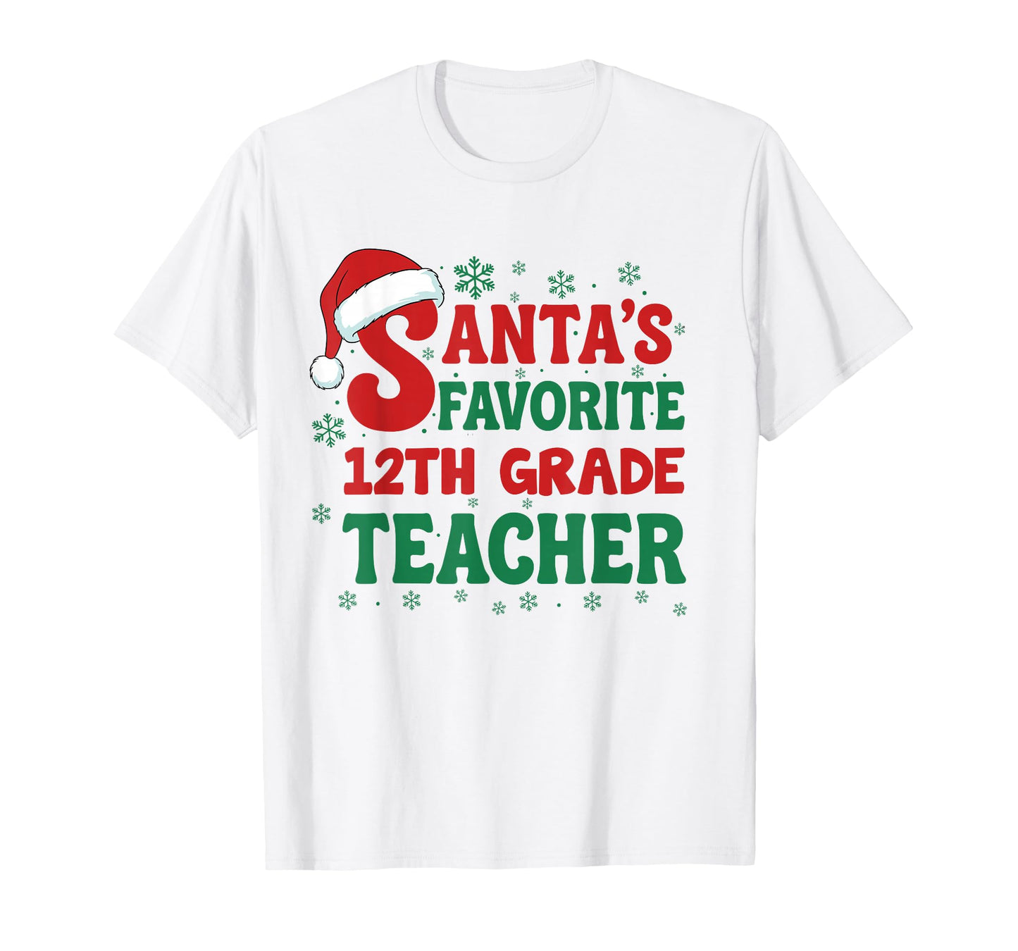 Santa's Favorite 12th Grade Teacher Christmas Holiday Pajama T-Shirt