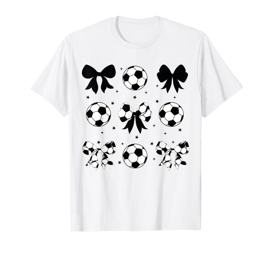 Vintage Coquette Soccer Bow Cheer Soccer Mama T-Shirt