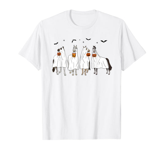Halloween Horse Ghost Horse Western Spooky Horse Pumpkins T-Shirt