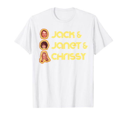Jack & Janet & Chrissy Three's Company Roommate Faces Retro T-Shirt