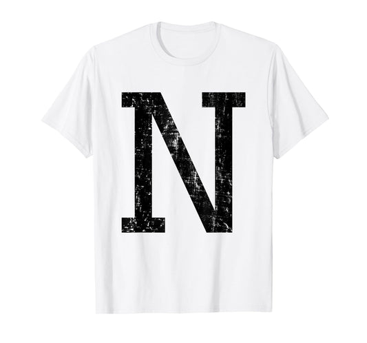 Letter N Capital Alphabet Initial School College Varsity T-Shirt