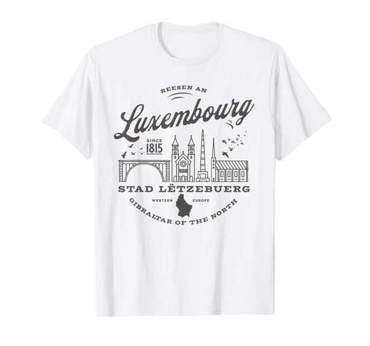Travel to Luxembourg Western Europe Vintage Skyline T-Shirt