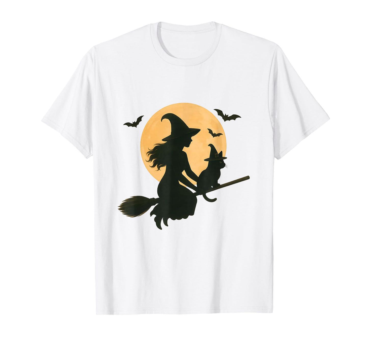 Witch and Cute Cat Black Kitten for Halloween Costume Party T-Shirt