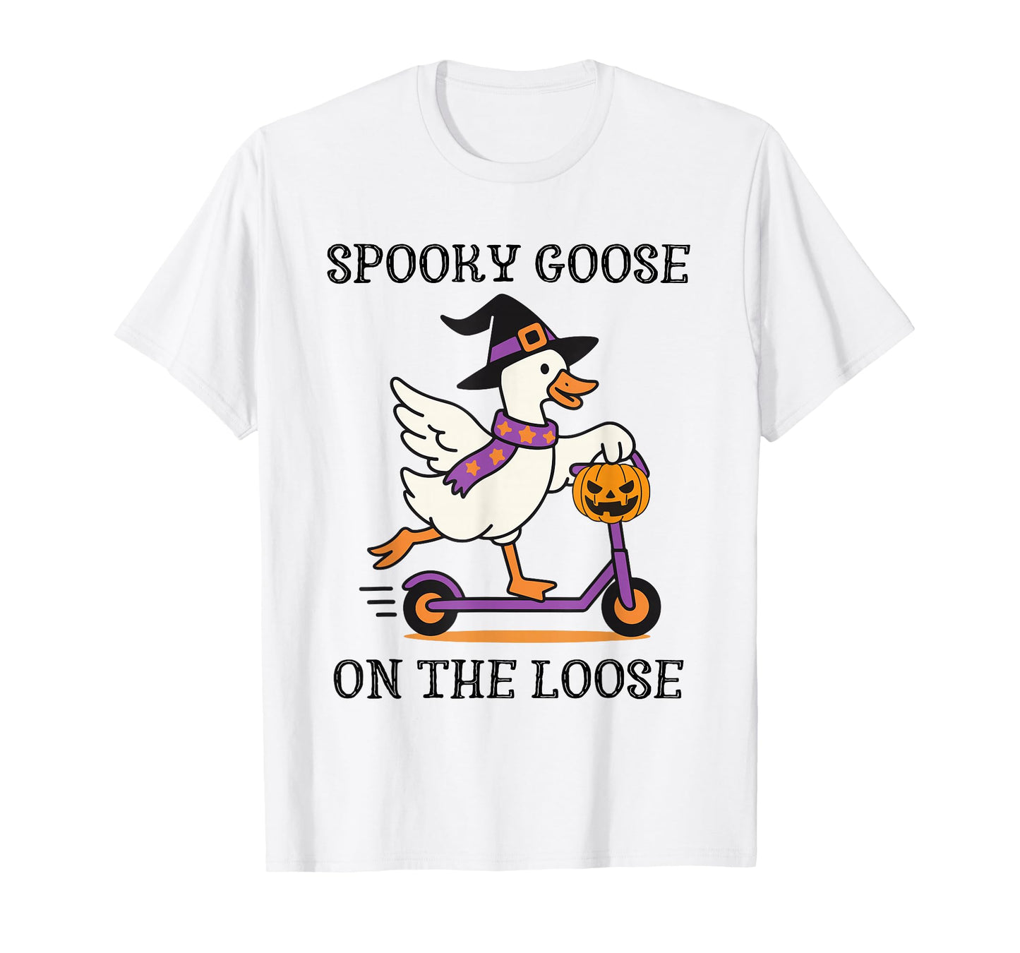 Spooky Goose On The Loose Witch Silly Goose Animal Halloween T-Shirt