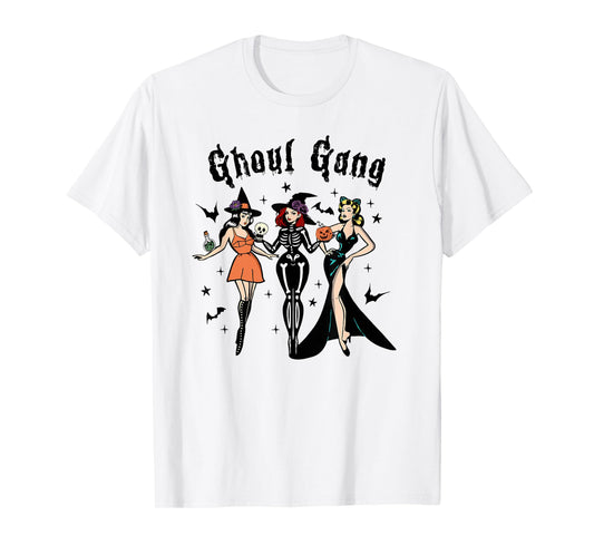 Ghoul Gang Retro Pin Up Halloween Witches Party Men Women Kids T-Shirt