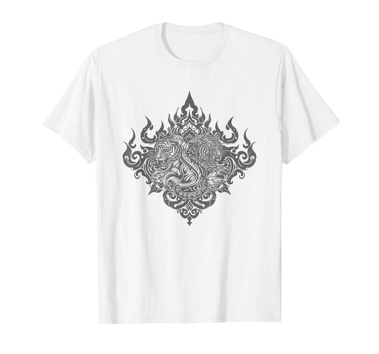 Sak Yant Muay Thai MMA Tattoo Twin Tiger Martial Art Boxing T-Shirt