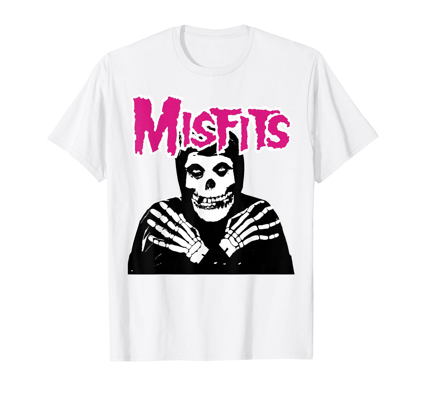 Misfits – Cross Hands Pink Skull White T-Shirt