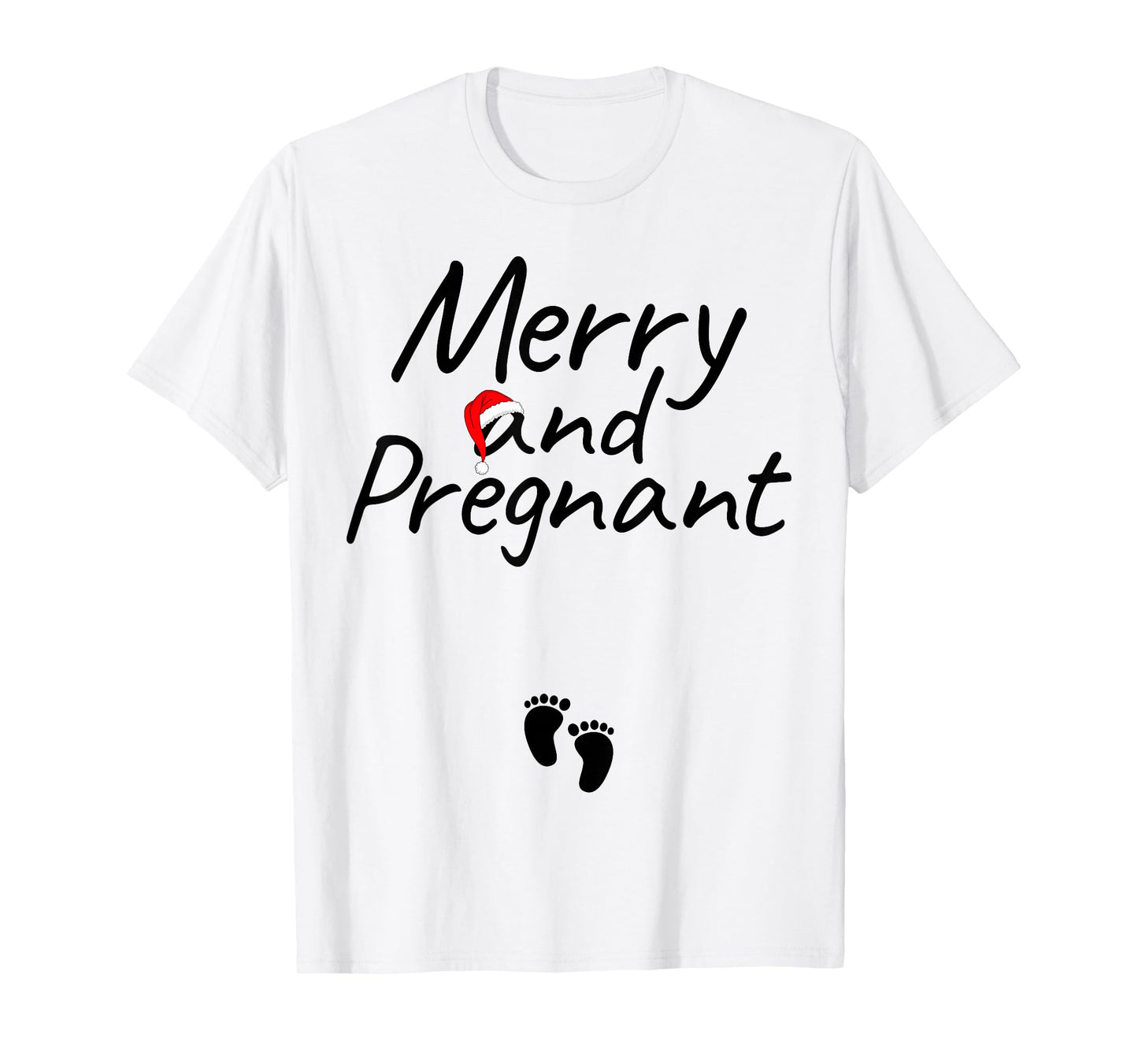 Merry and Pregnant Xmas Pregnancy Announcement Christmas T-Shirt