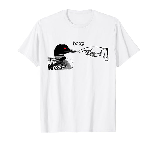 Loon Boop With Pointing Hand Human - Water Bird Loon Lovers T-Shirt