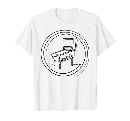 Pinball Machine Badge Minimalist One Line Drawing T-Shirt