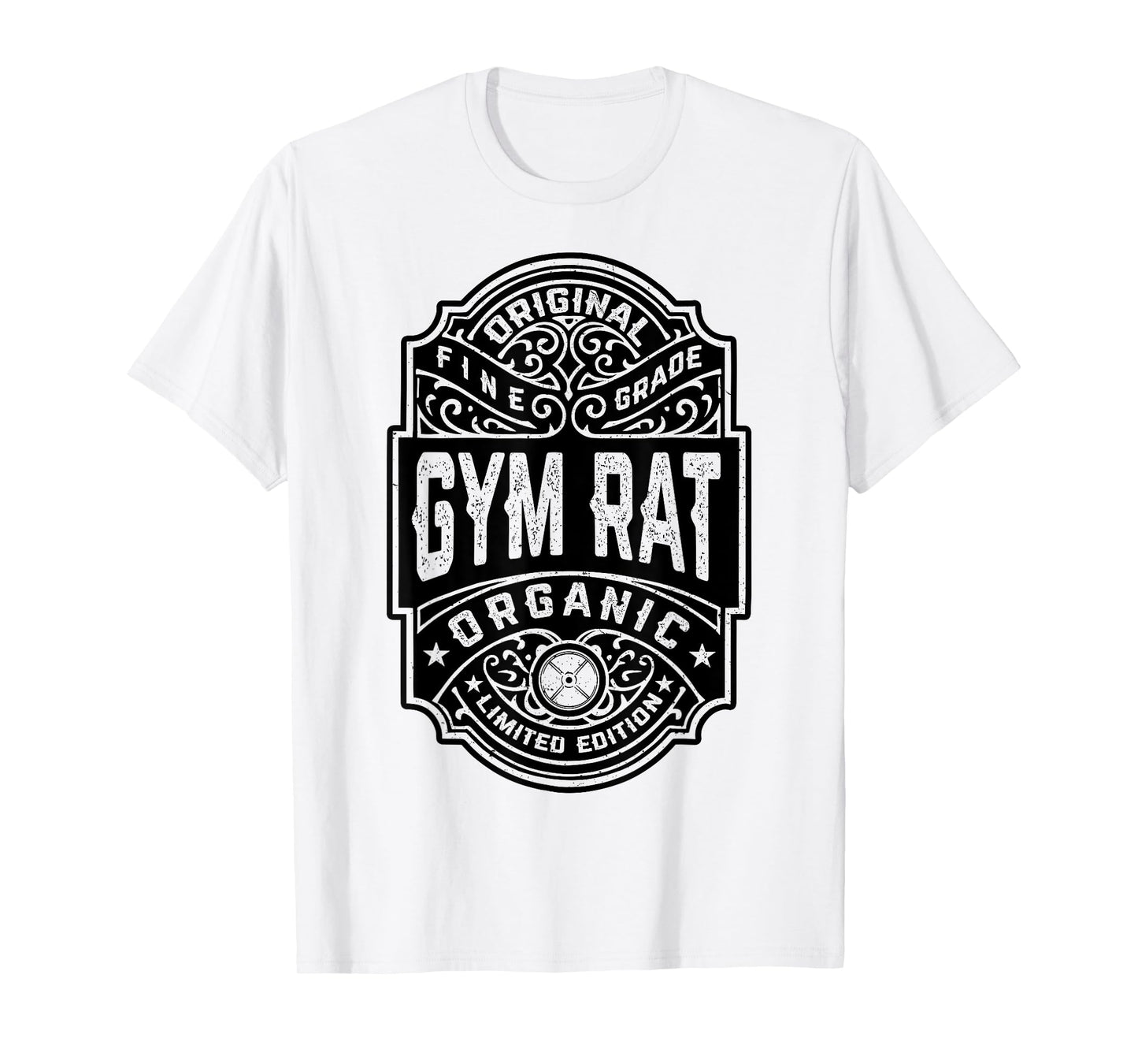 Gym Rat Vintage Whiskey Label Bodybuilding Gym Workout Men T-Shirt