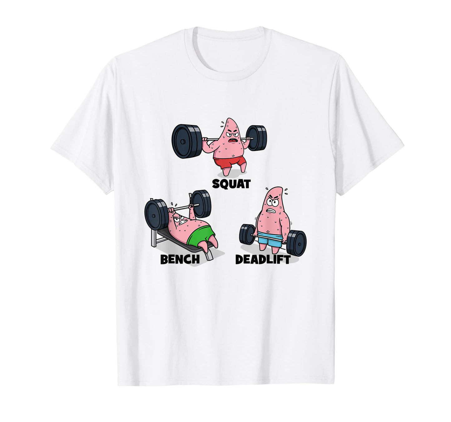 Patrick - Squat, Bench, Deadlift, Funny Cartoon Powerlifting T-Shirt