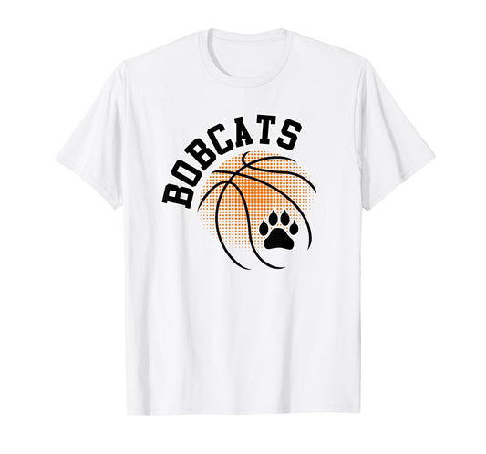 Bobcats Basketball Paw Print Game Day Mascot School Spirit T-Shirt