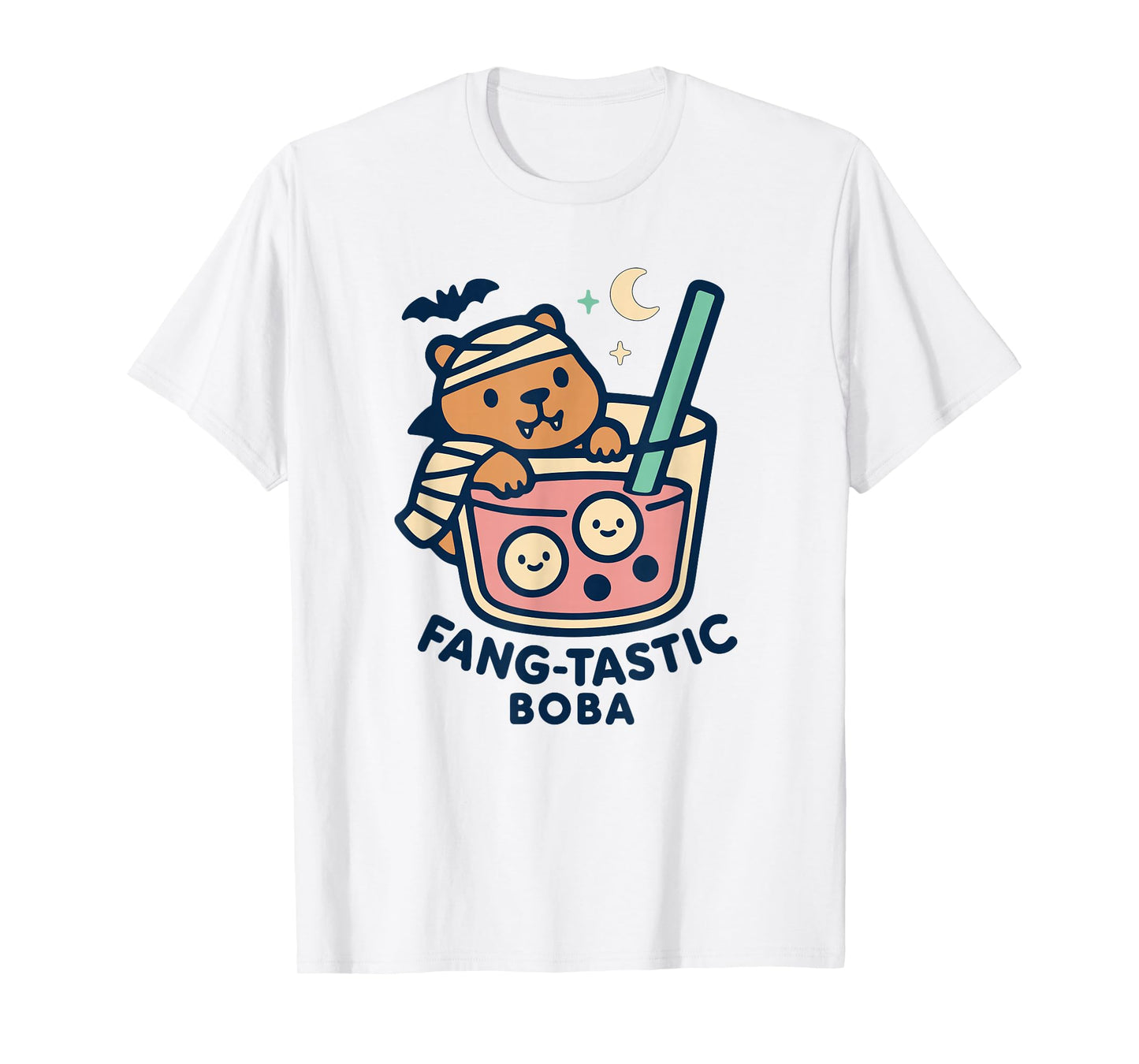 Spooky Fang Capybara Witch Boba Tea for Halloween Kawaii T-Shirt