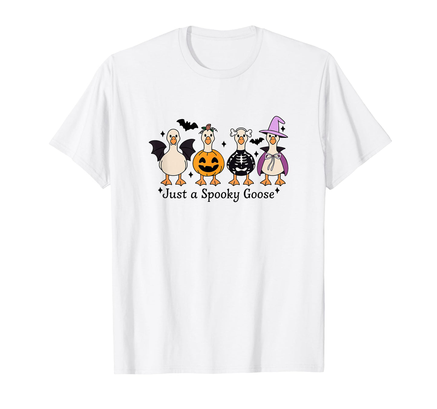 Just a Spooky Goose Silly Halloween Geese Cartoon Design T-Shirt
