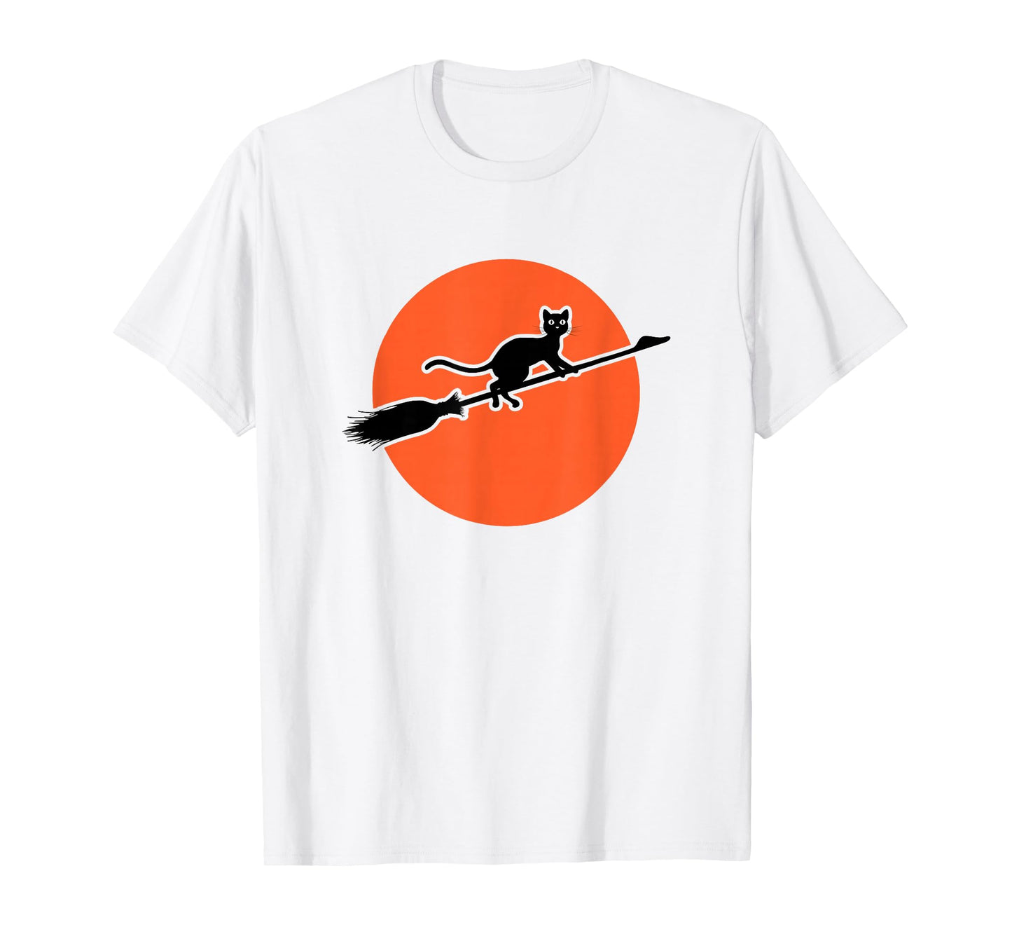 Black Cat Flying On Broomstick T-Shirt