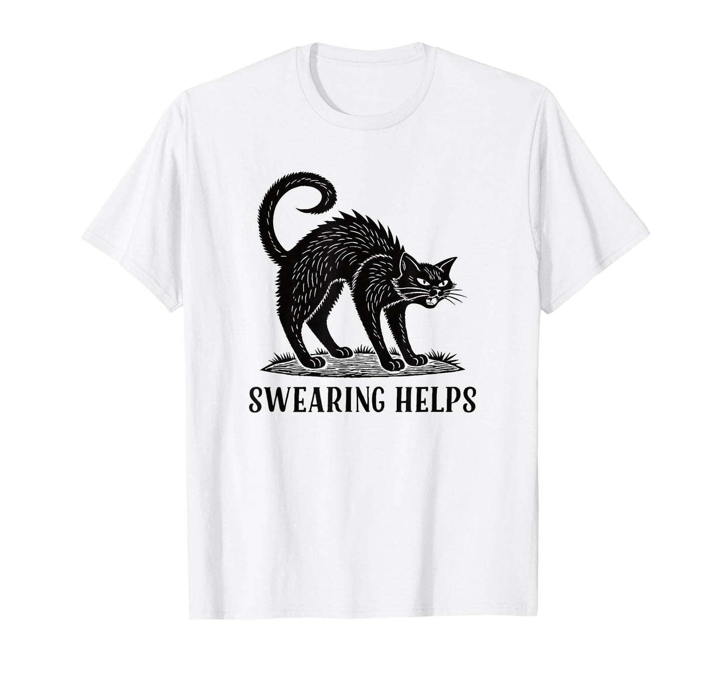 Swearing Helps Halloween Black Cat T-Shirt
