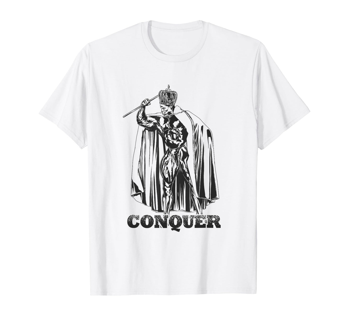 Bodybuilding Gym Workout Lift Motivational Gifts Conquer, Ronnie Coleman Mr. Olympia Unisex-Adults T-Shirt Grey Small Classic Fit Short Sleeve T-Shirt
