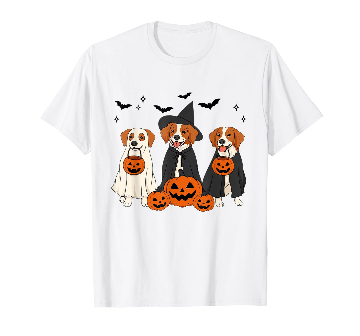 Witch Brittany Spaniel Dog Halloween Ghost Brittany Dog Mom T-Shirt