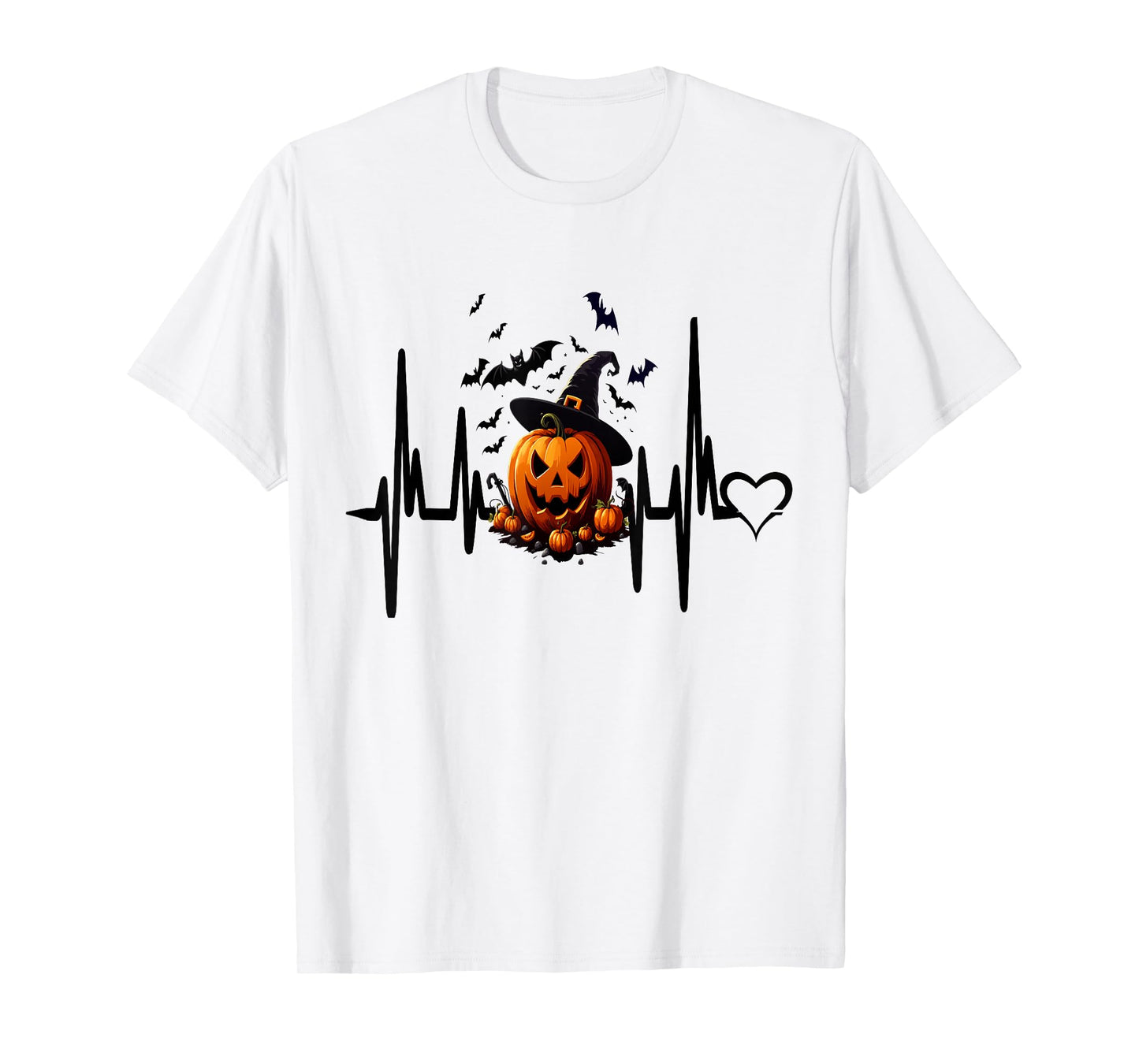 Funny Pumpkin Heartbeat Halloween for Women Men Kids T-Shirt