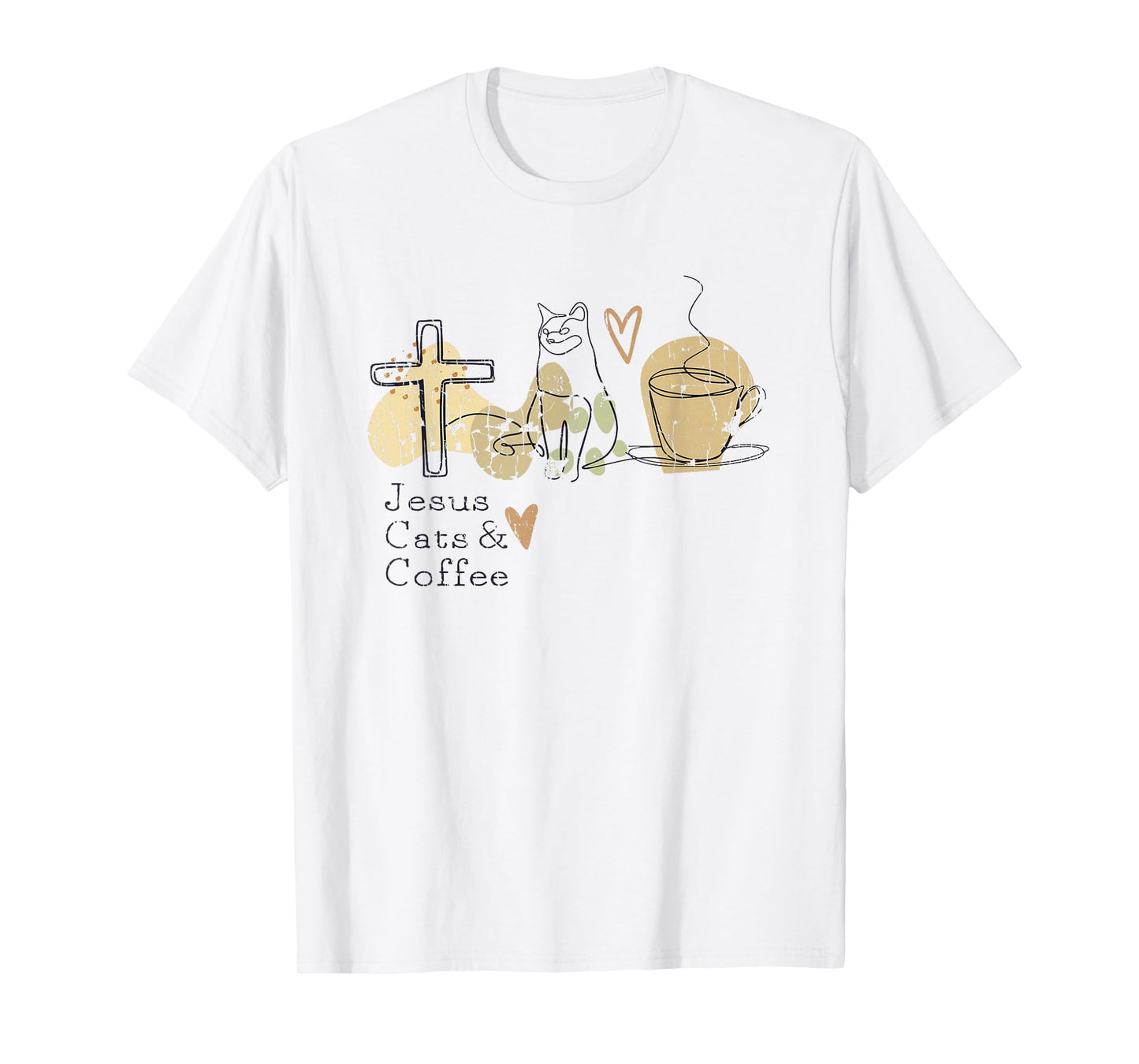 Jesus Cats And Coffee Minimalist Graphic Design T-Shirt