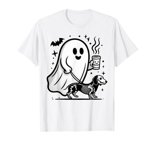 Dachshund Ghost Halloween Spooky Season Weenie Dog Funny T-Shirt