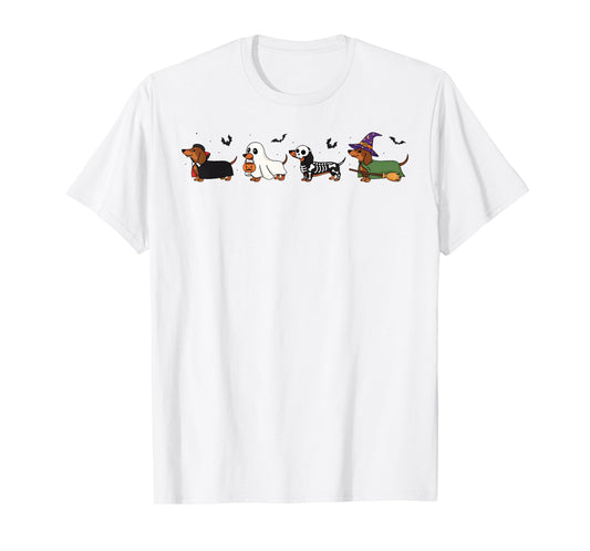 Dachshund Dog Witch Happy Halloweenie Spooky Season T-Shirt