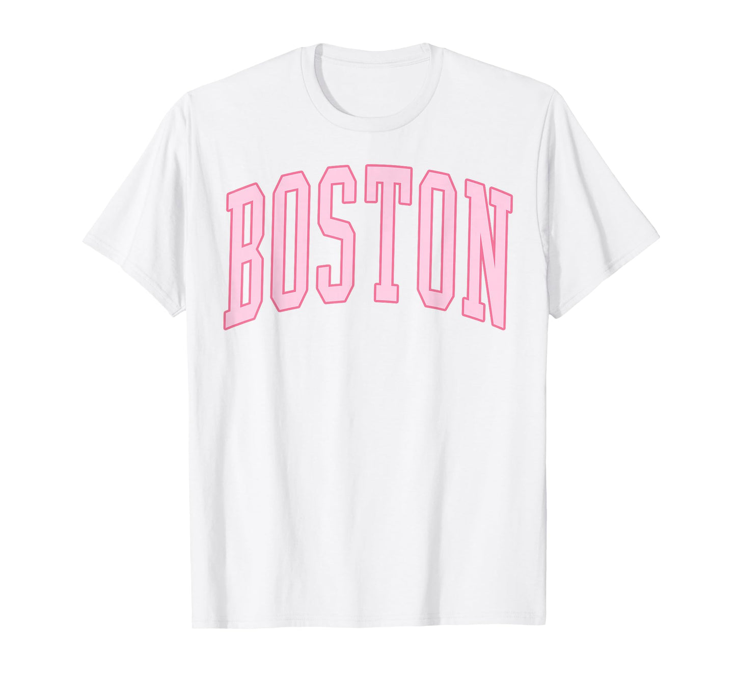 Boston Vintage Preppy Varsity Pink Sports T-Shirt