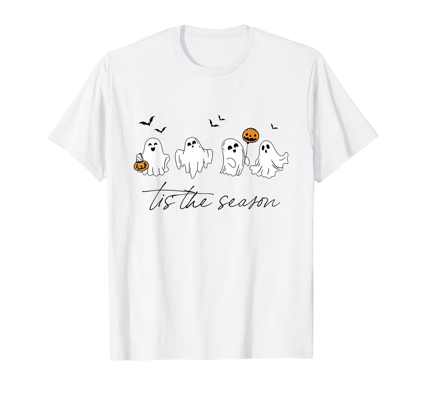 Retro Ghosts Tis The Season Halloween Pumpkin Trick Or Treat T-Shirt