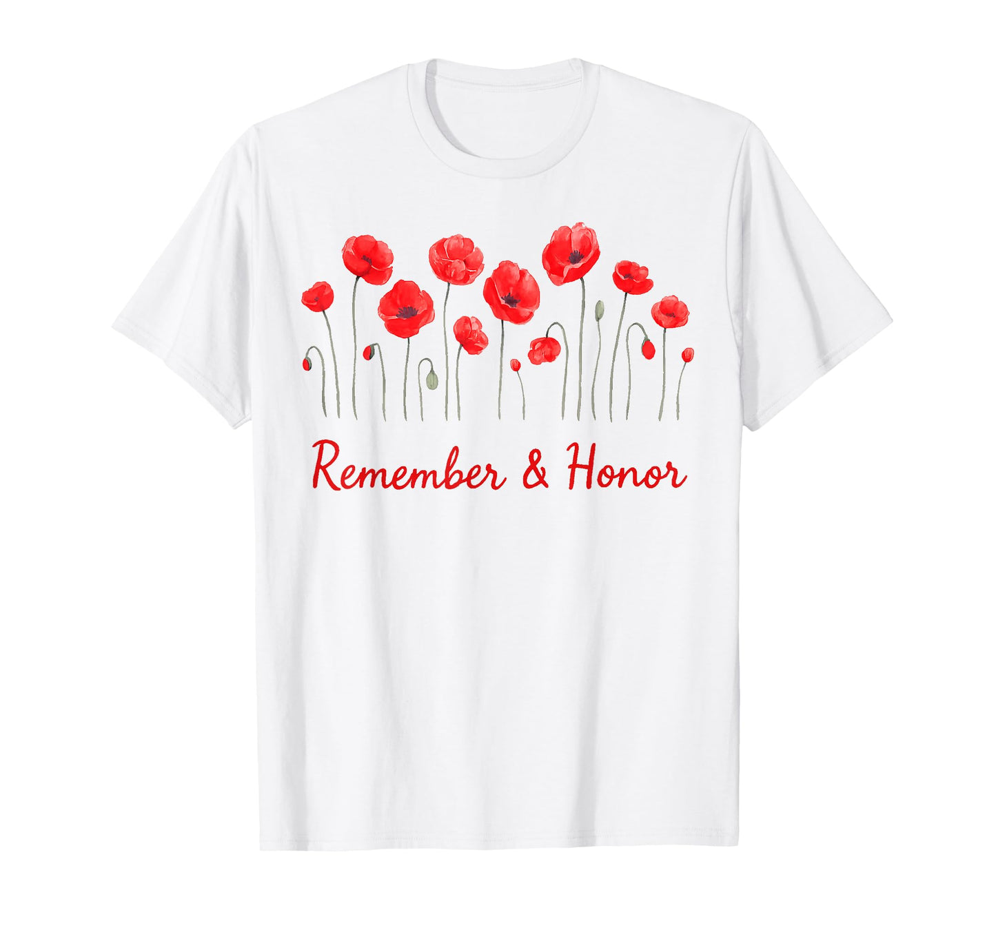 Womens Honor remember Memorial Day Poppy Flower Patriotic T-Shirt