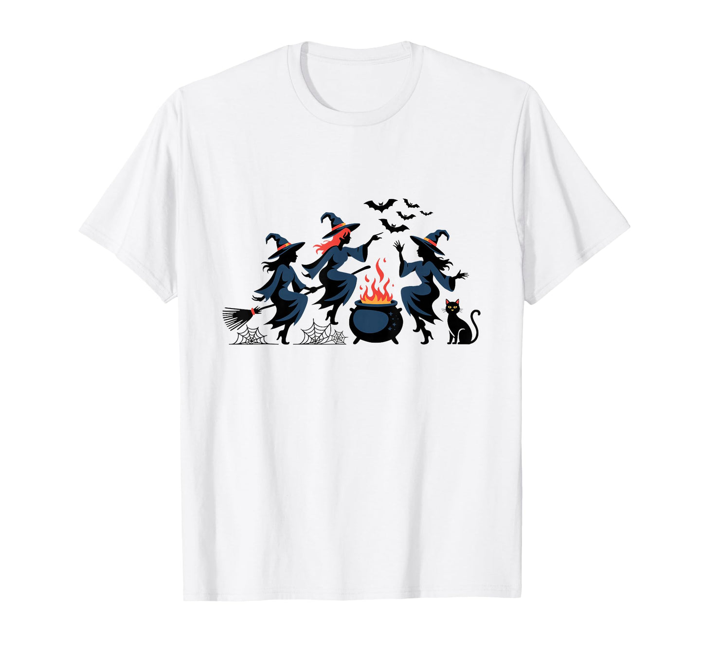 Salem Witch Halloween Black Cat Witch Broom Witch Club Women T-Shirt