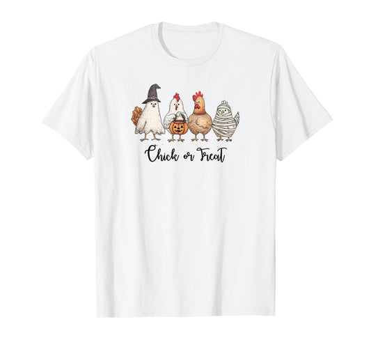 Chick Or Treat Halloween Pumpkin Ghost Spooky Funny Chicken T-Shirt