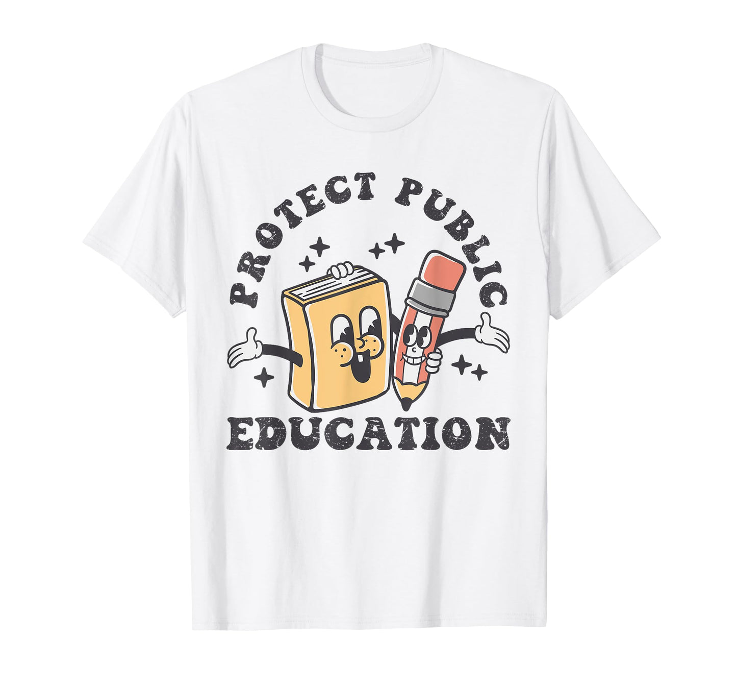Protect Public Education Groovy Retro Design School Tee T-Shirt