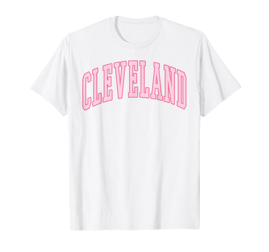 Cleveland Vintage Preppy Varsity Pink Sports T-Shirt