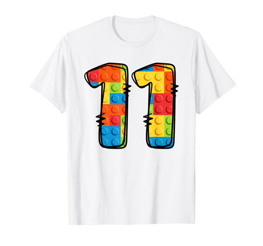 11 Year Old Blocks Building Master Builder 11th Birthday T-Shirt