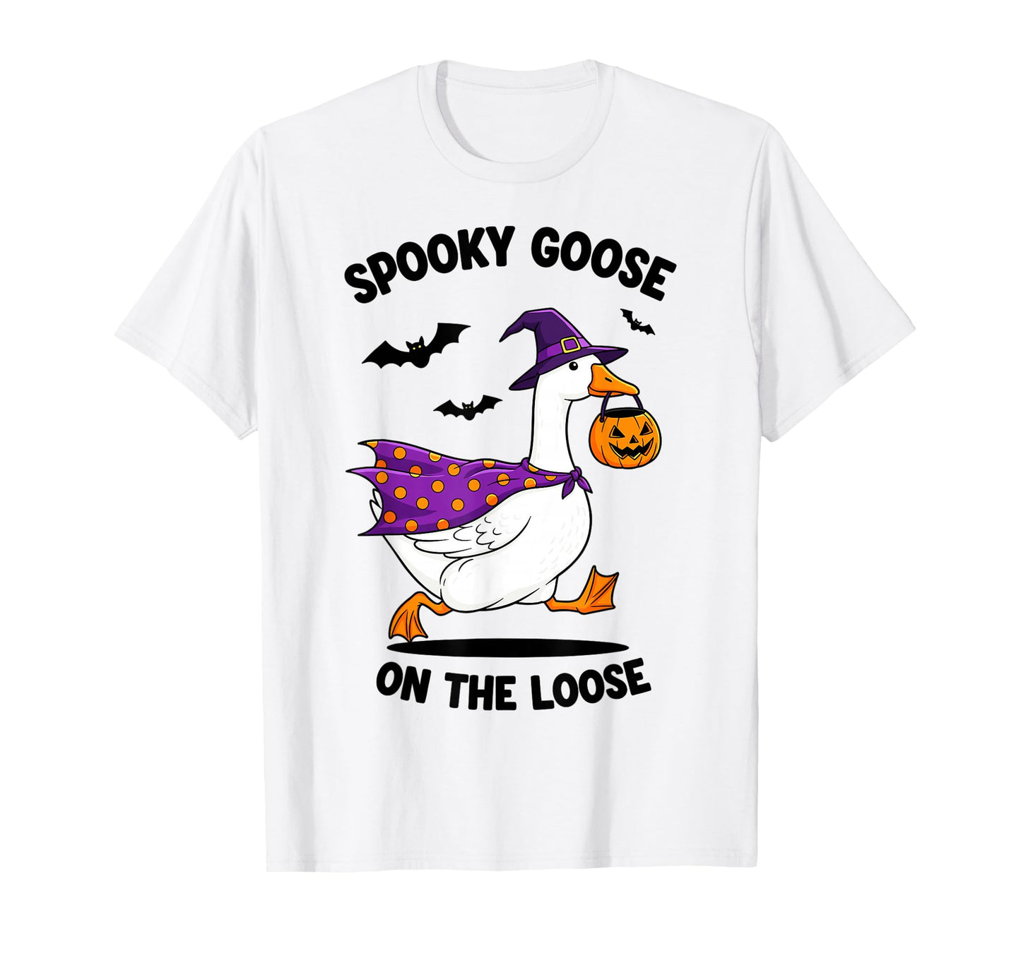 Spooky Goose On The Loose Halloween Witch Joke T-Shirt