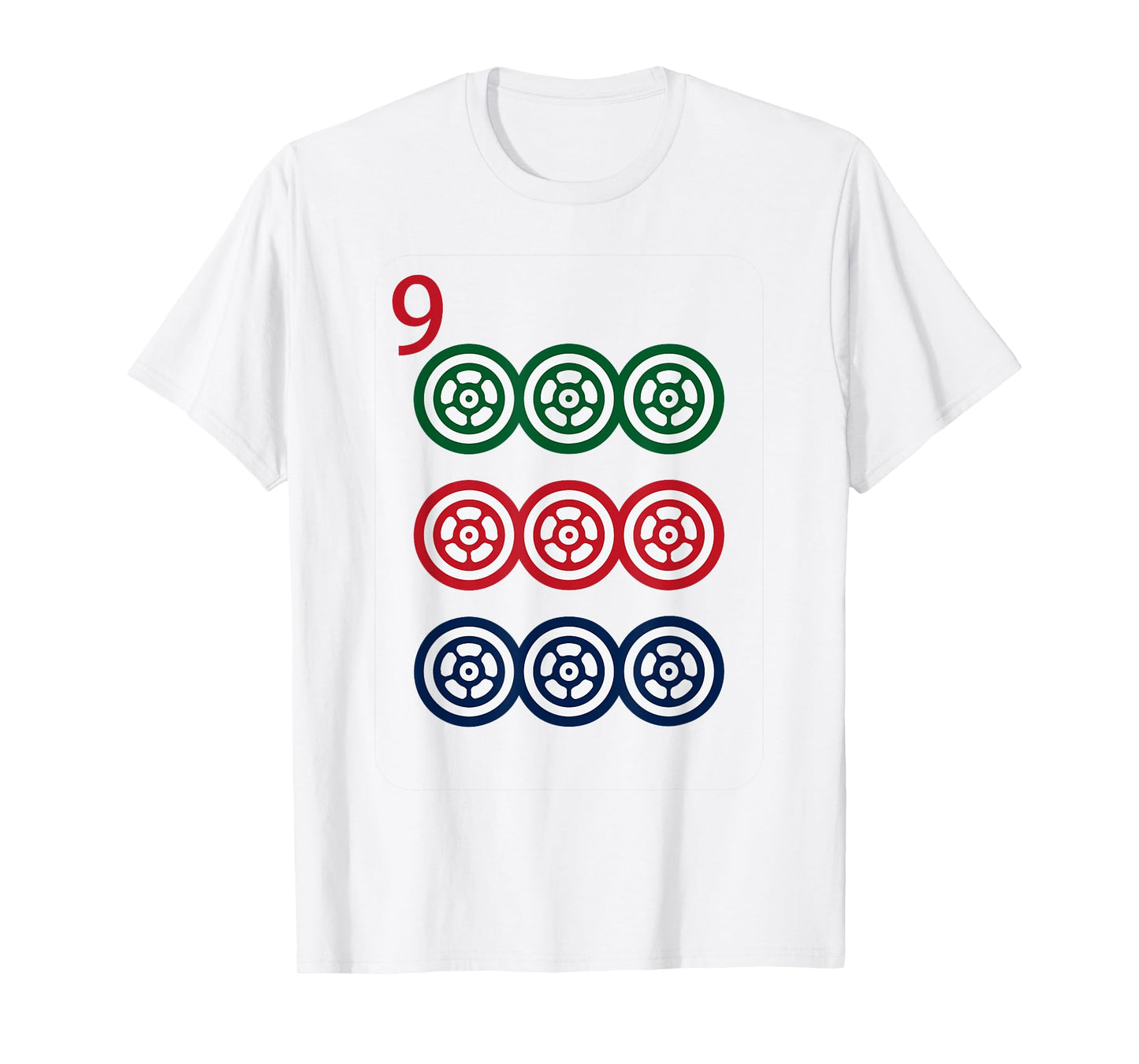 Chinese Mah Jong Dots Pinzu Nine Tile Mahjong Costume T-Shirt