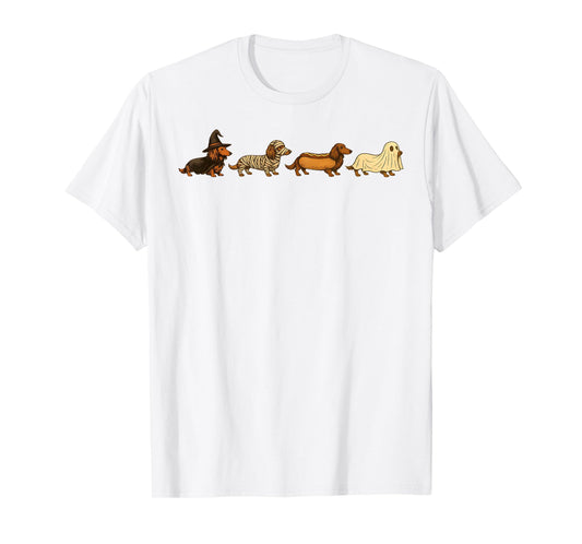 Dachshund Dog Witch Happy Halloweenie Spooky Season T-Shirt
