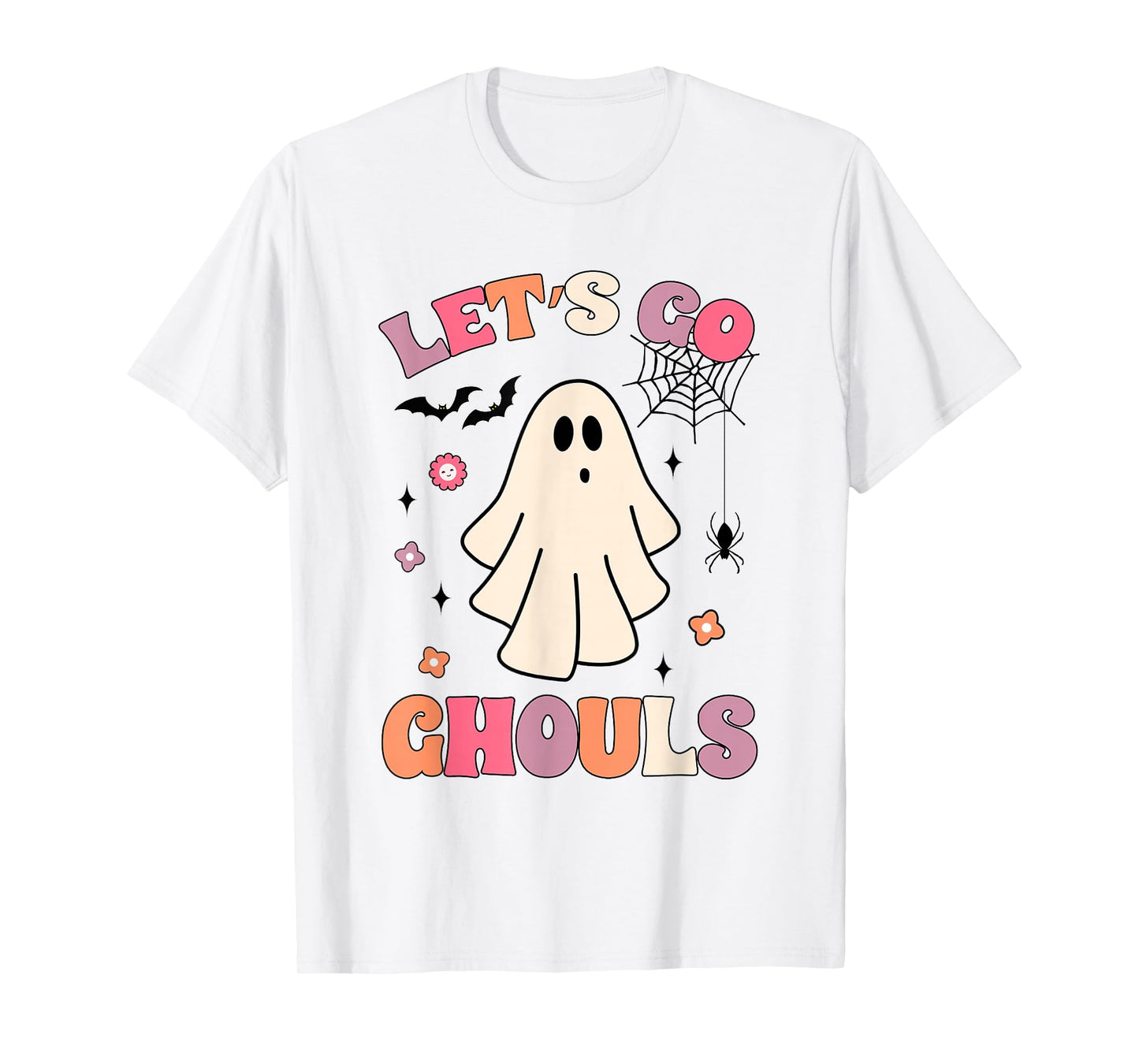 Retro Groovy Let's Go Ghouls Funny Halloween Ghost Costumes T-Shirt