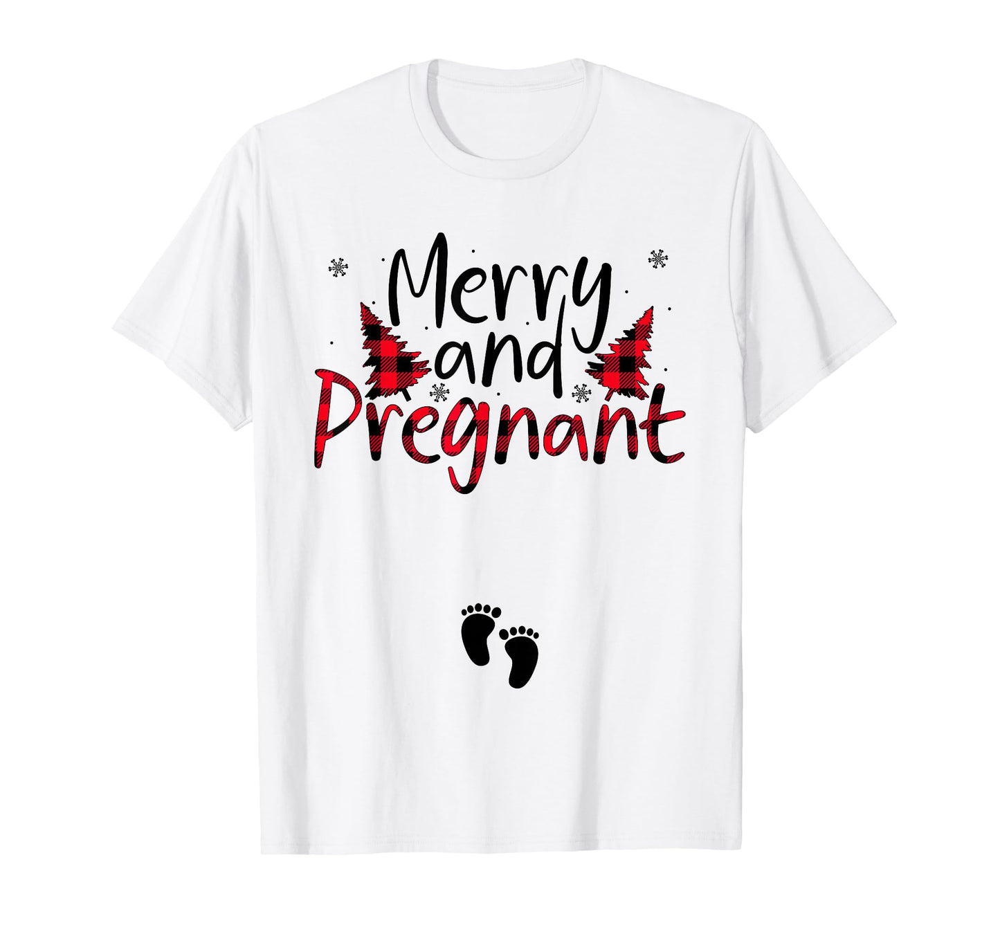 Merry and Pregnant Xmas Pregnancy Announcement Christmas T-Shirt