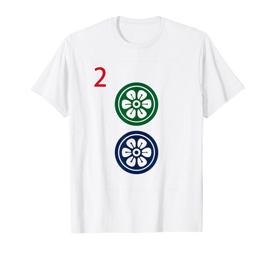 Chinese Mah Jong Dots Pinzu Two Tile Mahjong Costume T-Shirt