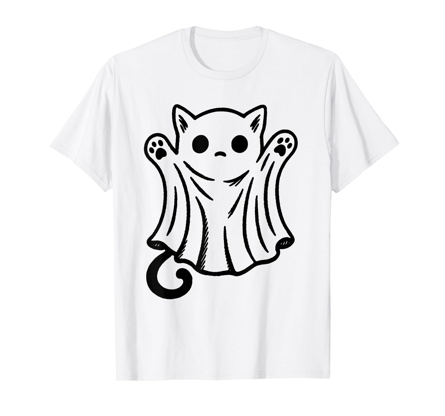 Ghost Cat Meme Funny Halloween Men Women Kids T-Shirt