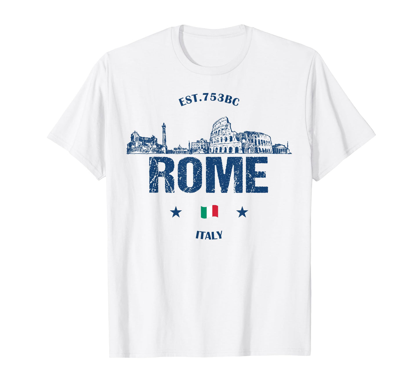 Rome Historical Landmarks Vintage Italy Flag T-Shirt