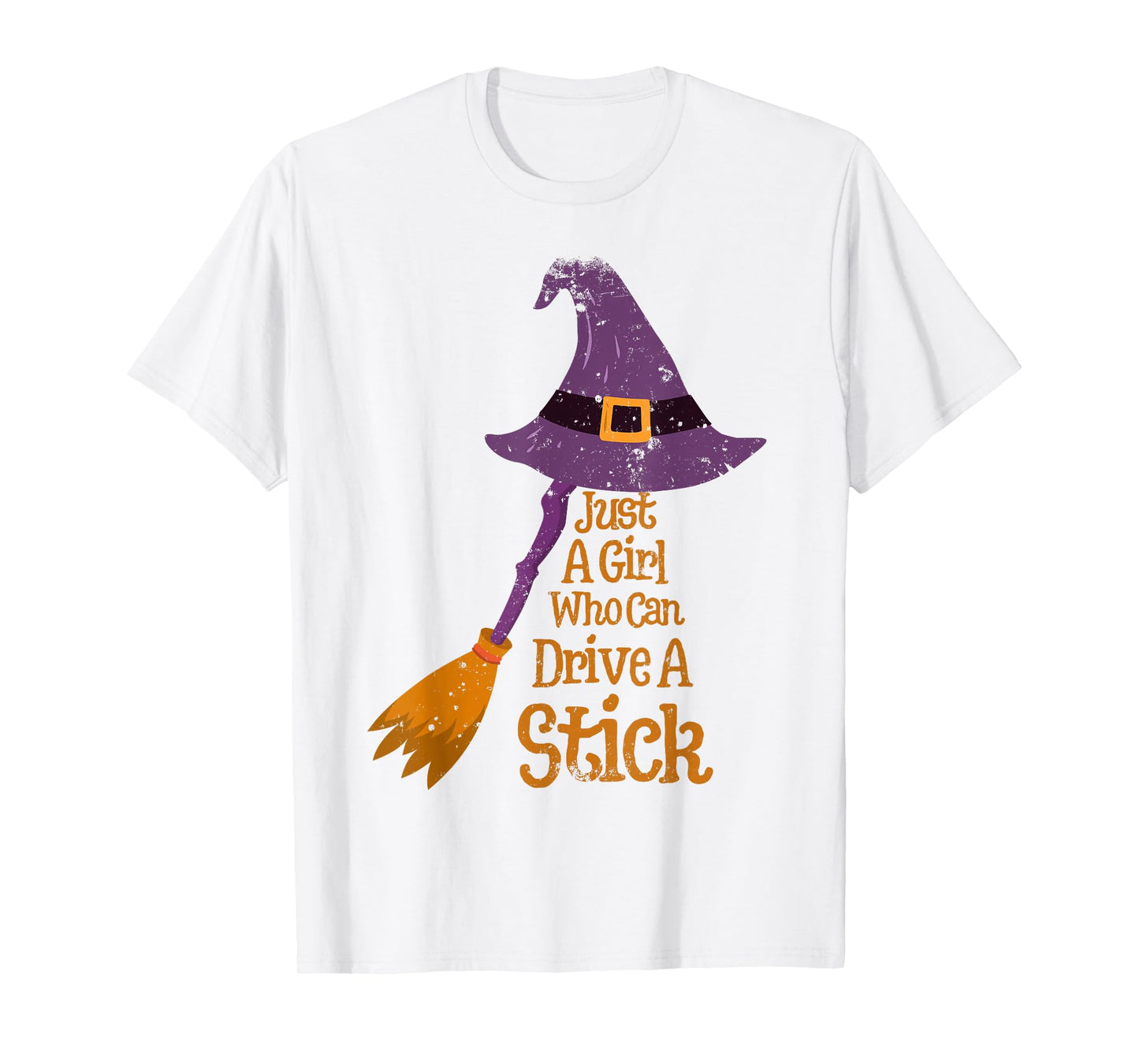 Just A Girl Who Can Drive A Stick Halloween Spooky Witch T-Shirt