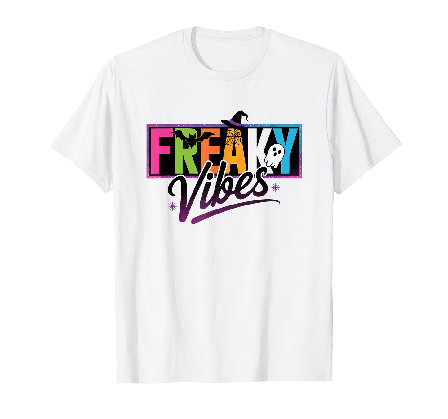 Freaky Vibes Colourful Retro Halloween T-Shirt