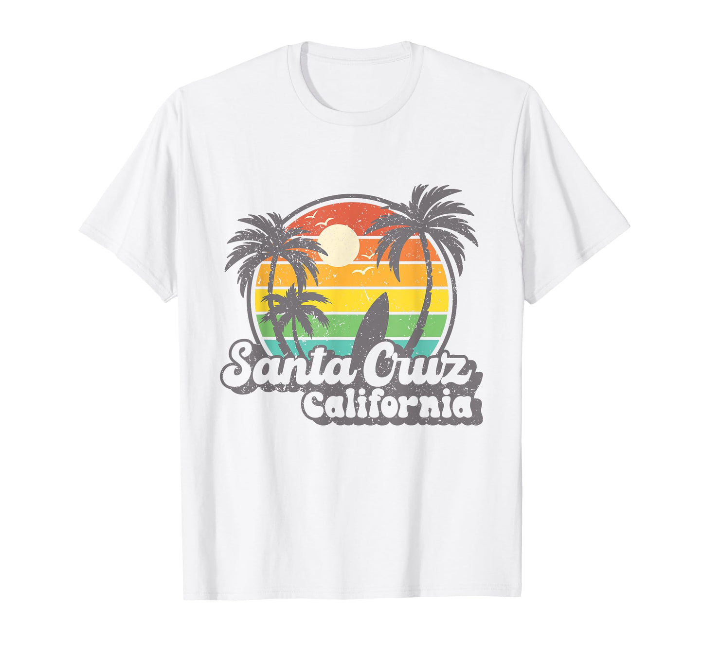 Retro Vintage Surfing & Skateboard Graphic Design Santa Cruz T-Shirt
